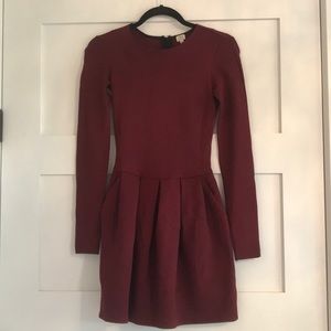 Wilfred maroon long sleeve dress with pockets